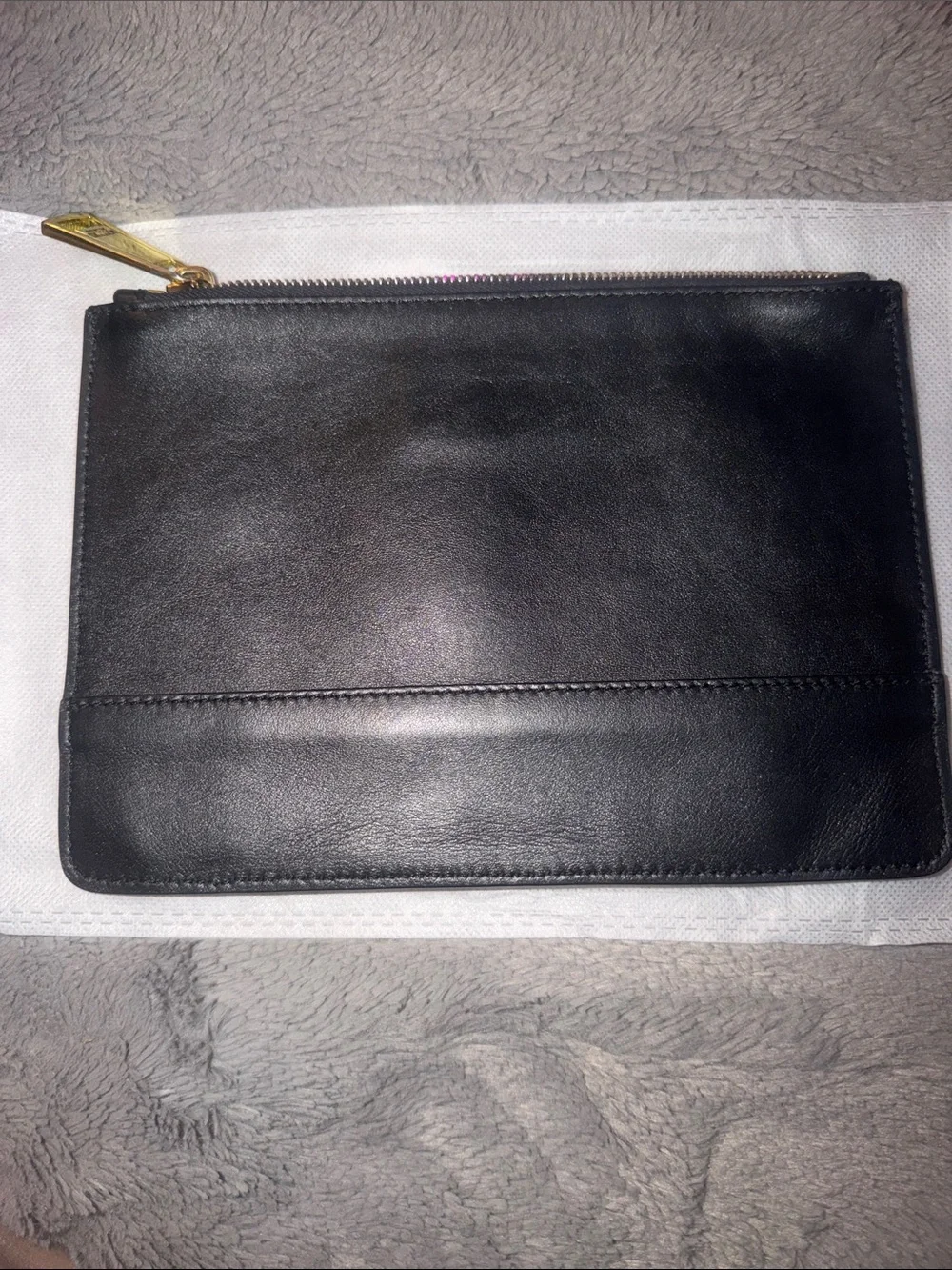 Preloved SpongeBob  Moschino Black Leather Pouch with Yellow Logo Panel